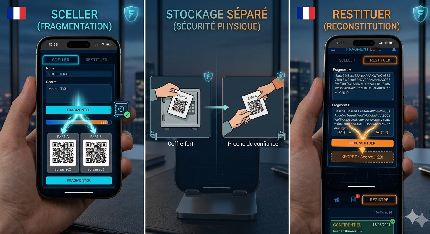 Interface mobile Fragment Elite 3.0 — Sceller Stocker Restituer iOS Android